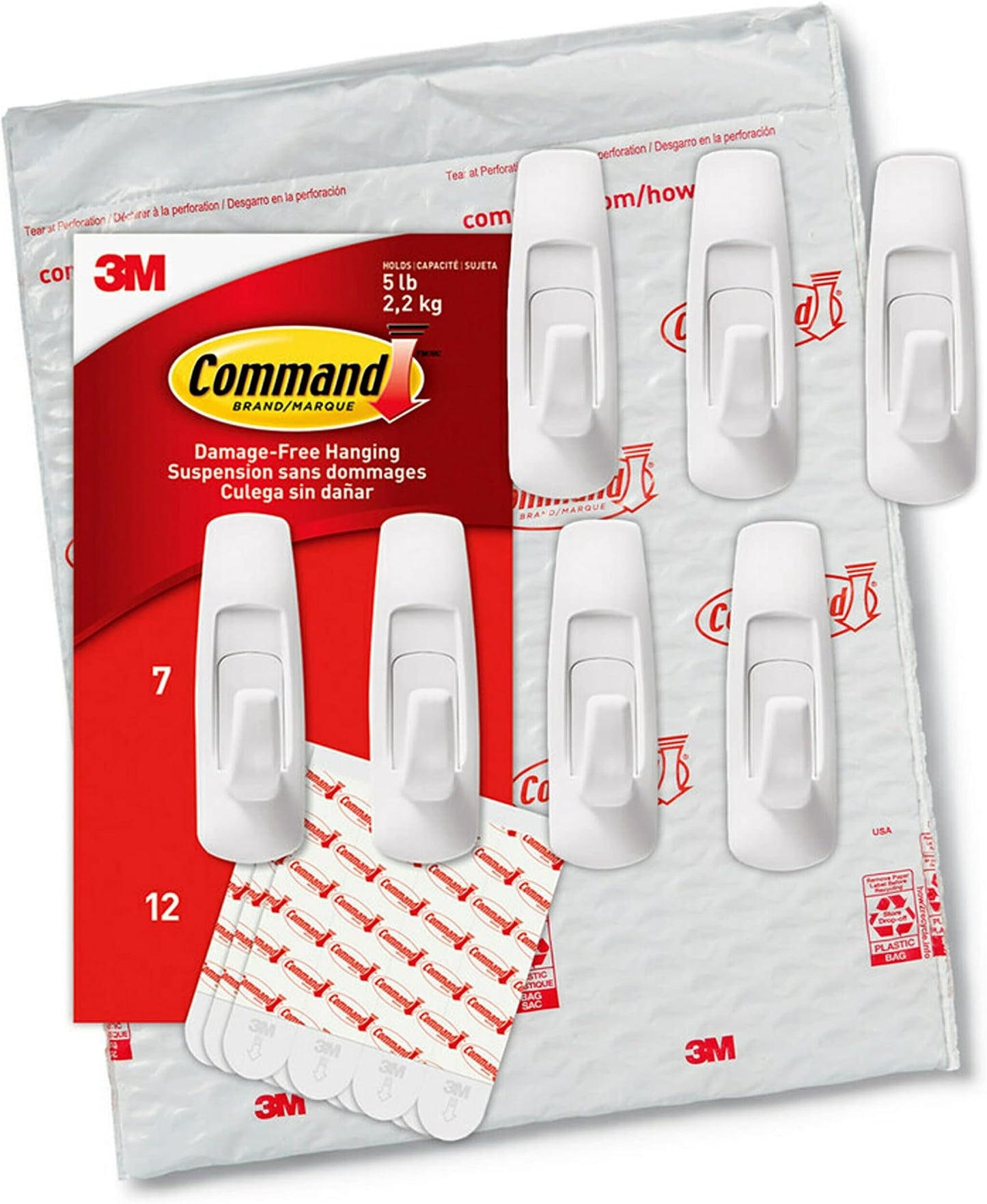 COMMAND MINI HOOK 6 SMALL CLR