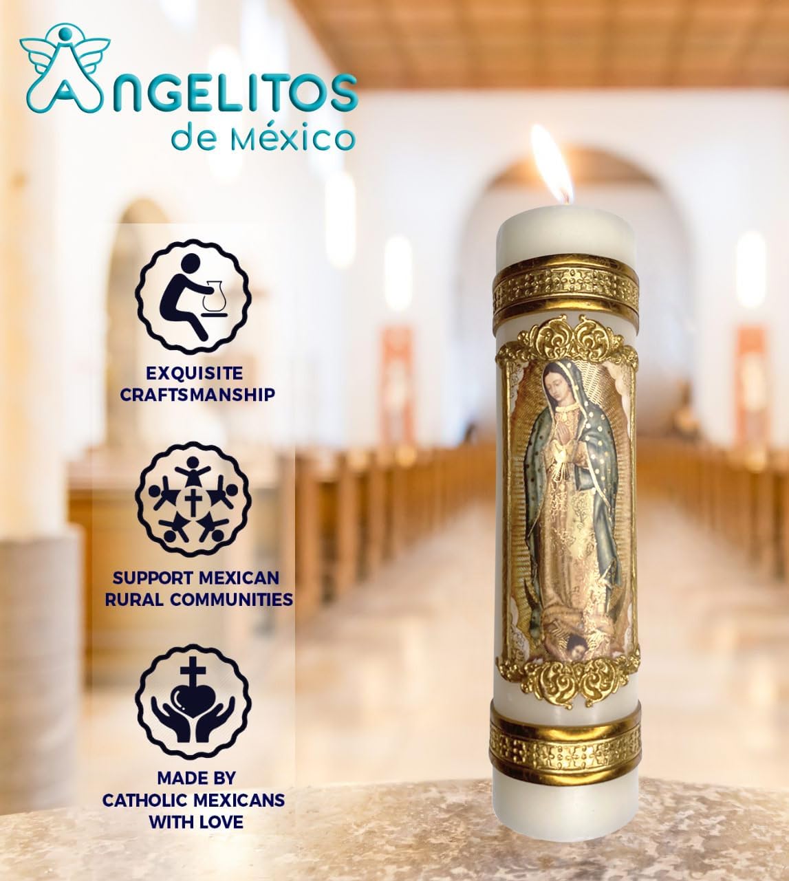Star Candle Prayer Candle, 8in - Virgen De Guadalupe
