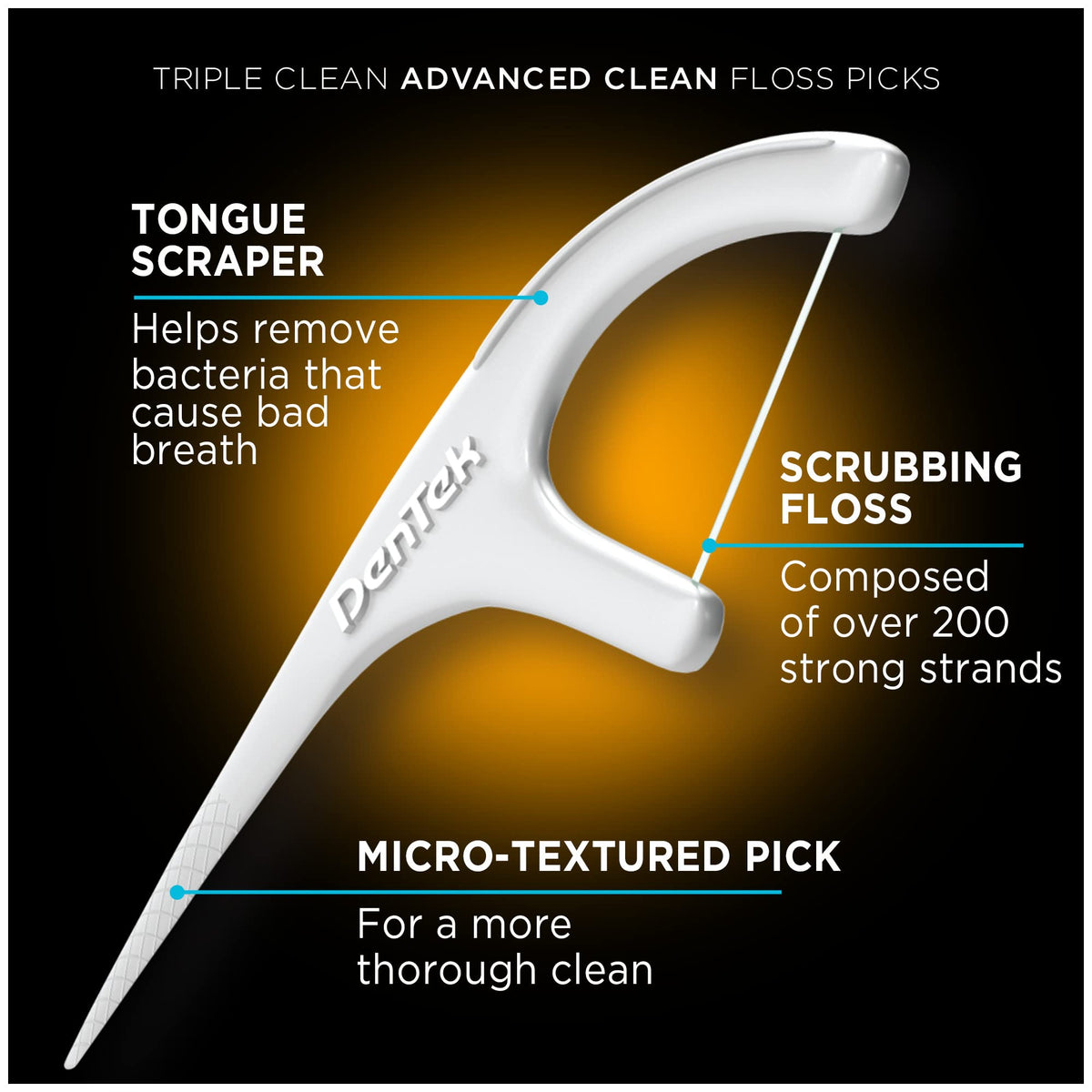 Dentek Floss Picks Advanced Triple Clean 20 Count (6in)