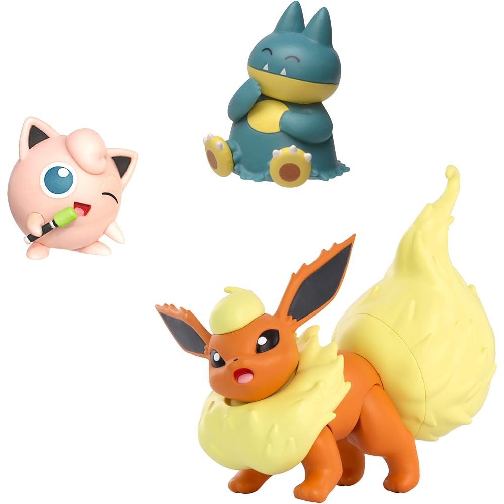 Pokémon Battle Figure Set (3-Pack) - 2" Jigglypuff, 2" Munchlax, 3" Flareon