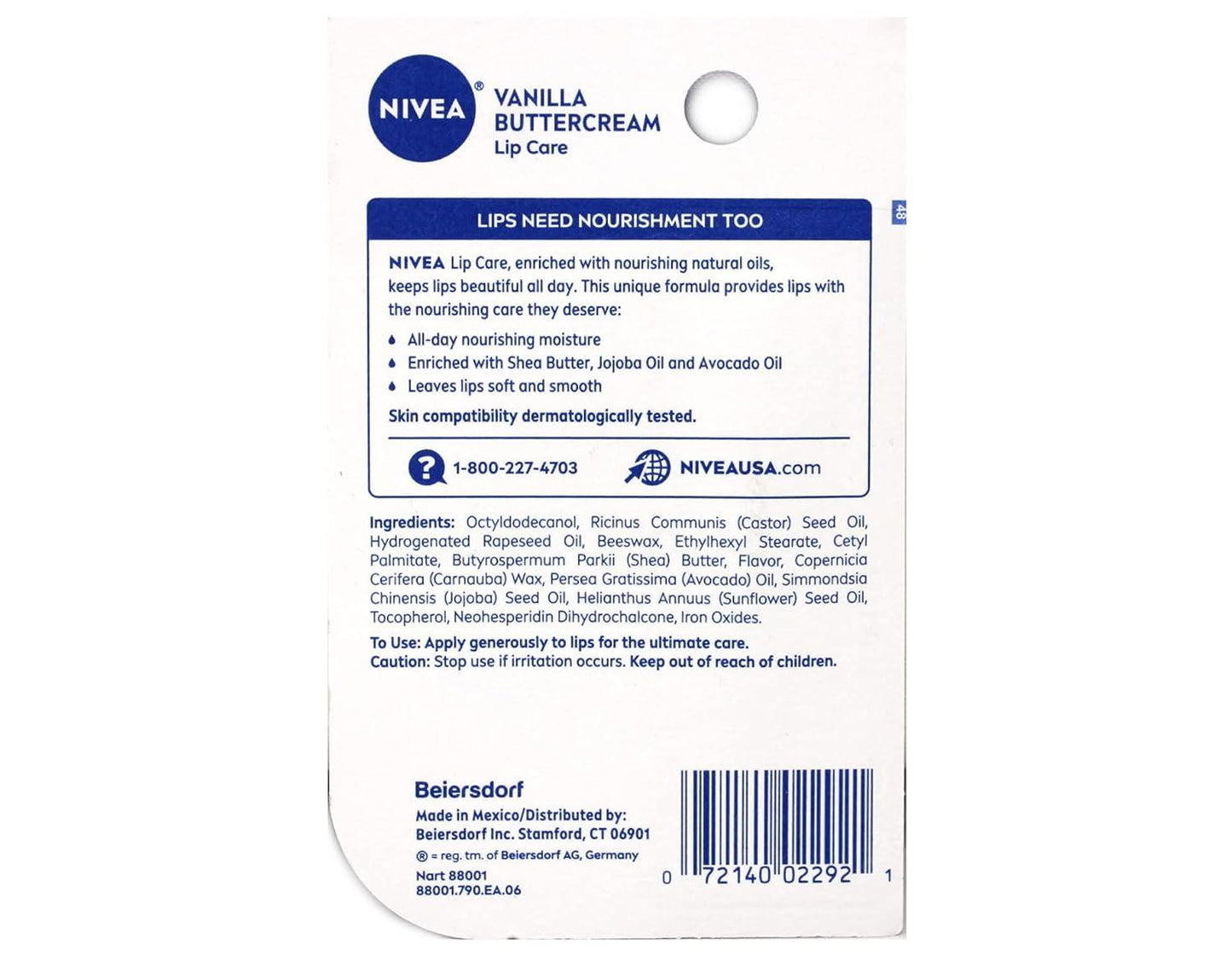 Nivea Lip Care Vanilla Butter Cream 0.17oz Carded (6in)