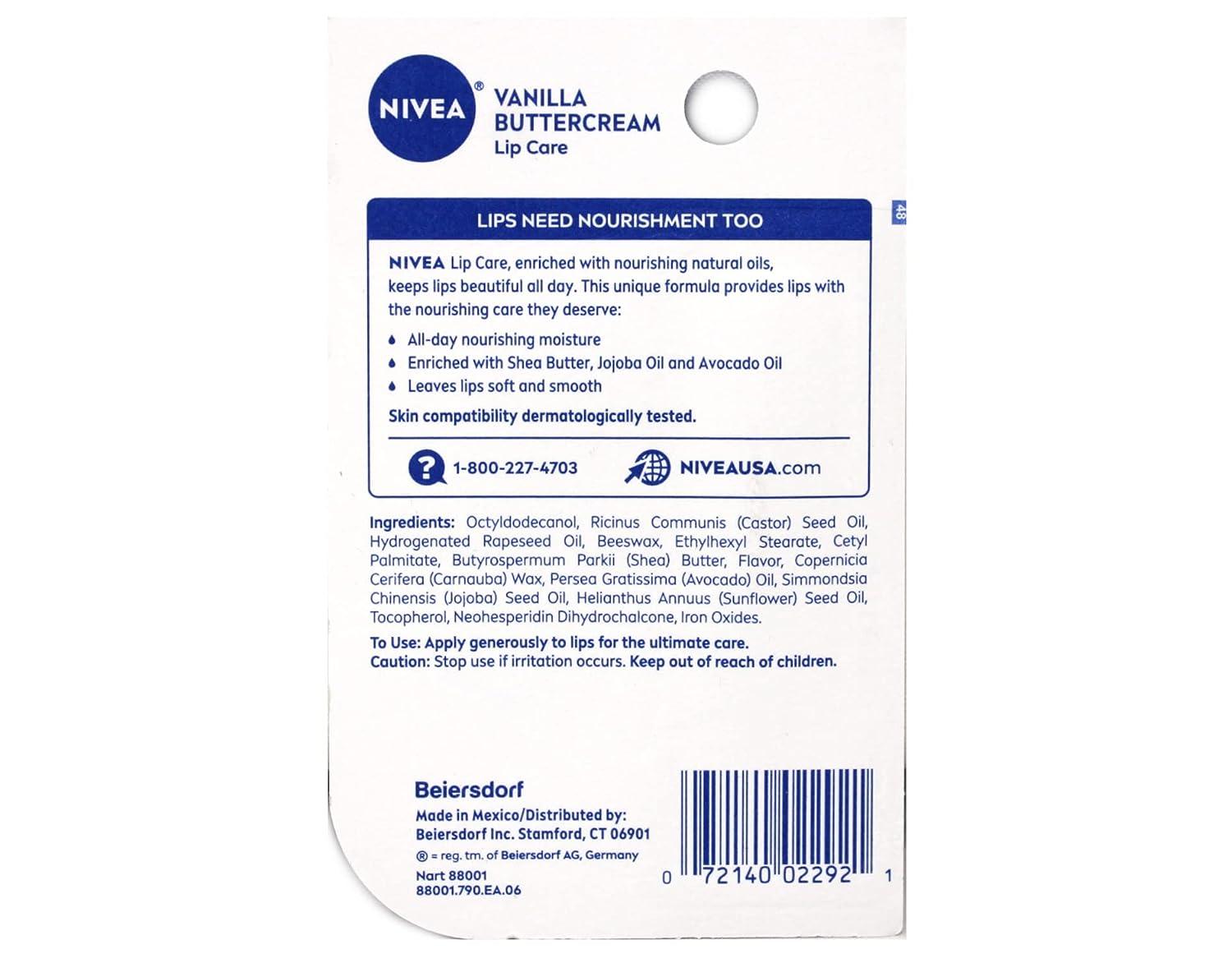 Nivea Lip Care Vanilla Butter Cream 0.17oz Carded (6in)