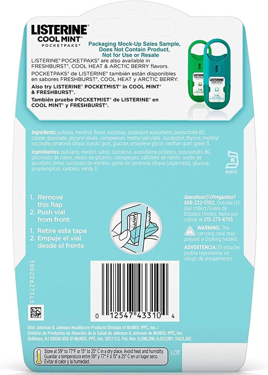 Listerine Pocketpaks Breath Strips Cool Mint 3 Count (6in)