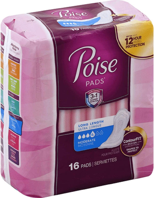 POISE MODERATE LONG PADS 2X54CT