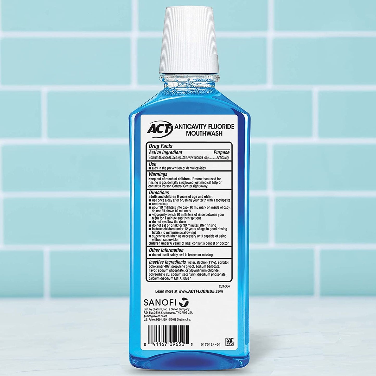ACT TOTAL CARE DRY MTH ALCOH FR MNT 18OZ