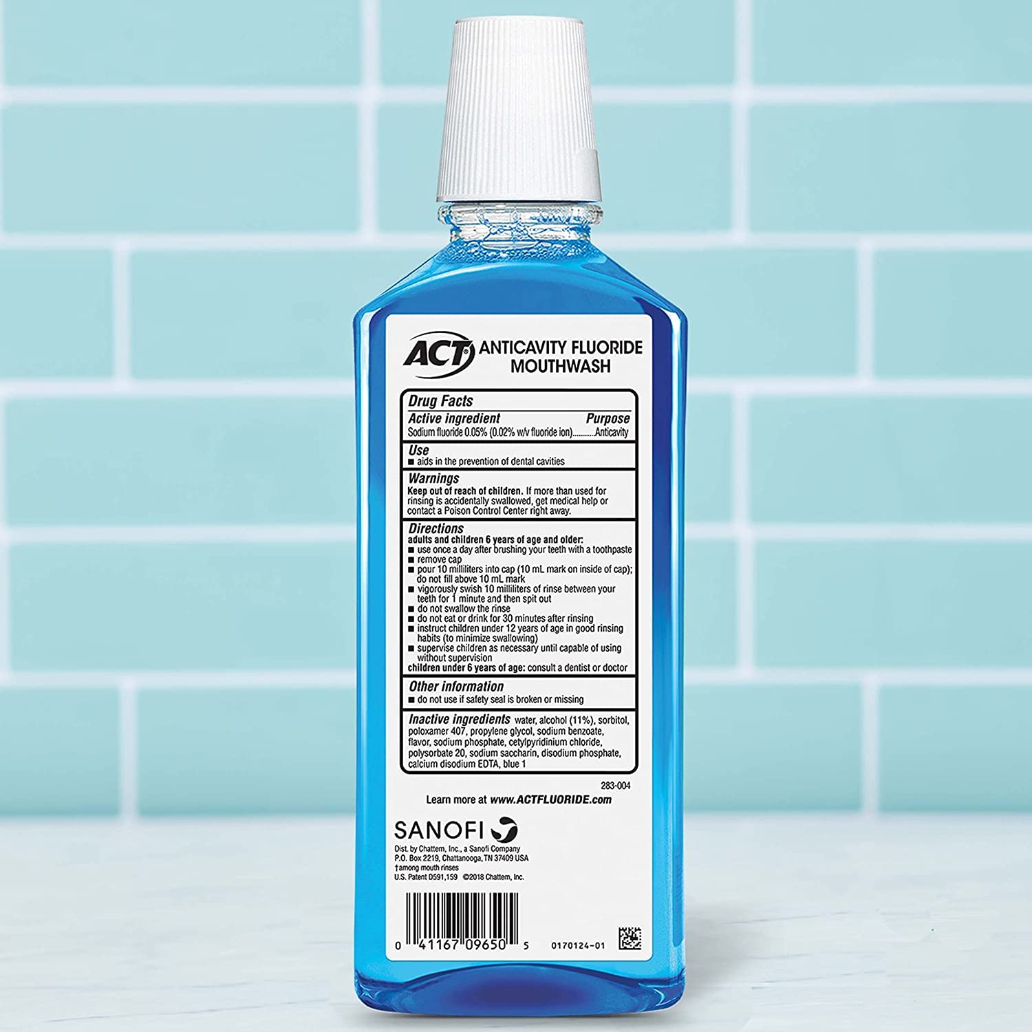 ACT TOTAL CARE DRY MTH ALCOH FR MNT 18OZ