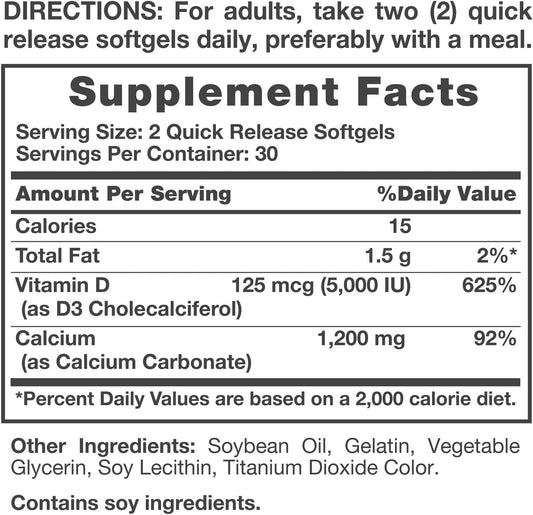 CALCIUM+D 1200MG SOFTGEL 60CT SUNDWN