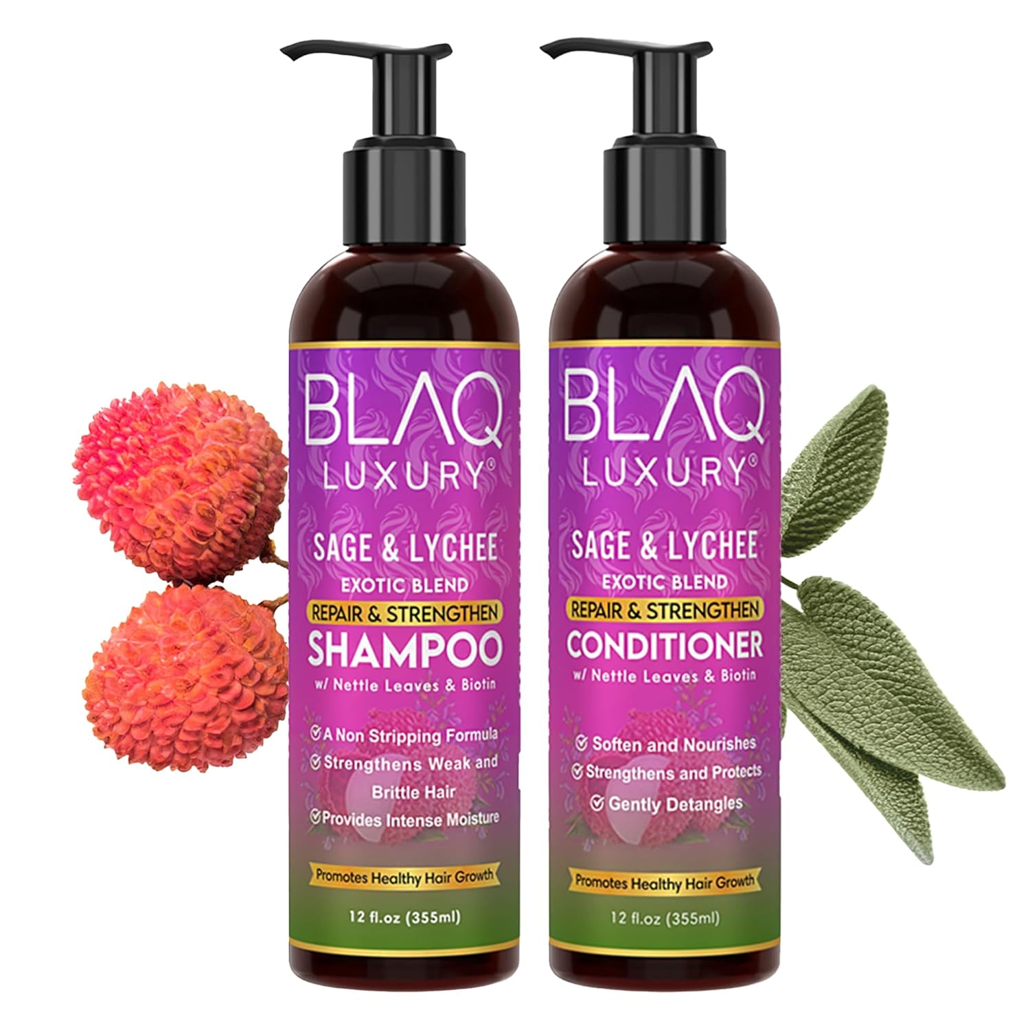 BLAQ SAGE/LYCHEE SHAMPOO    12Z