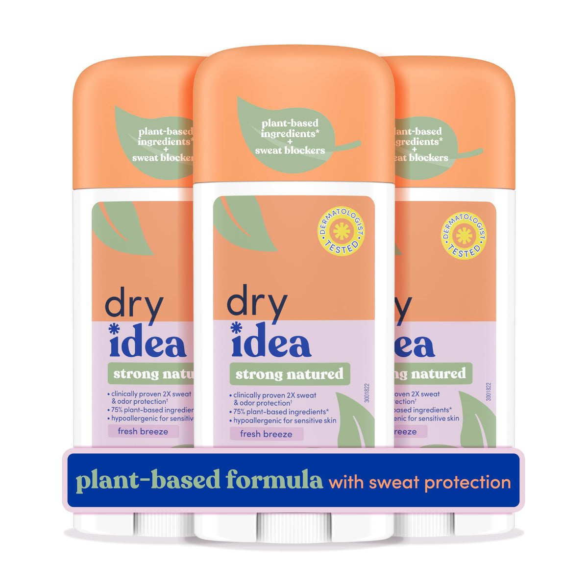 Dry Idea Deodorant 2.6oz Plant Based Solid Fresh Breeze