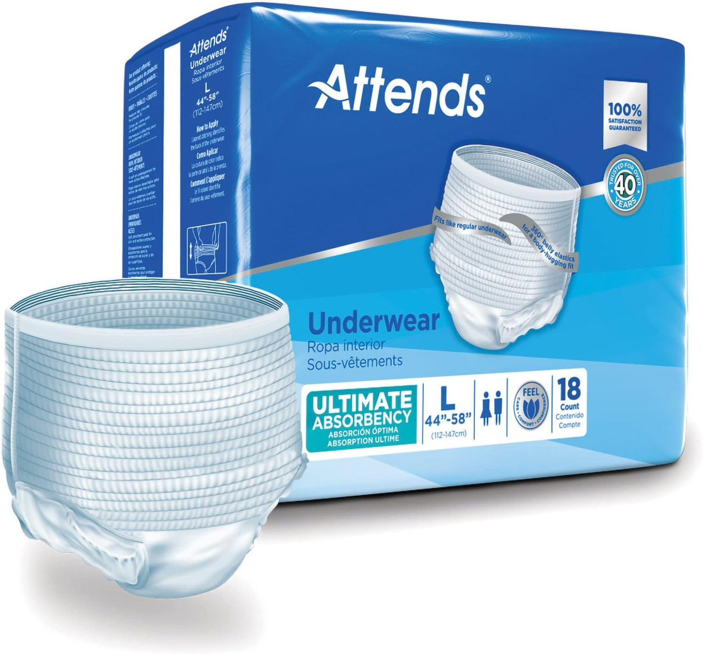 ATTENDS CARE UNDERWEAR LARGE 4X18 CT
