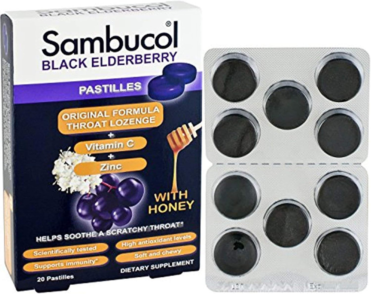 SAMBUCOL BLACK ELDERBERRY PASTILLES 20CT