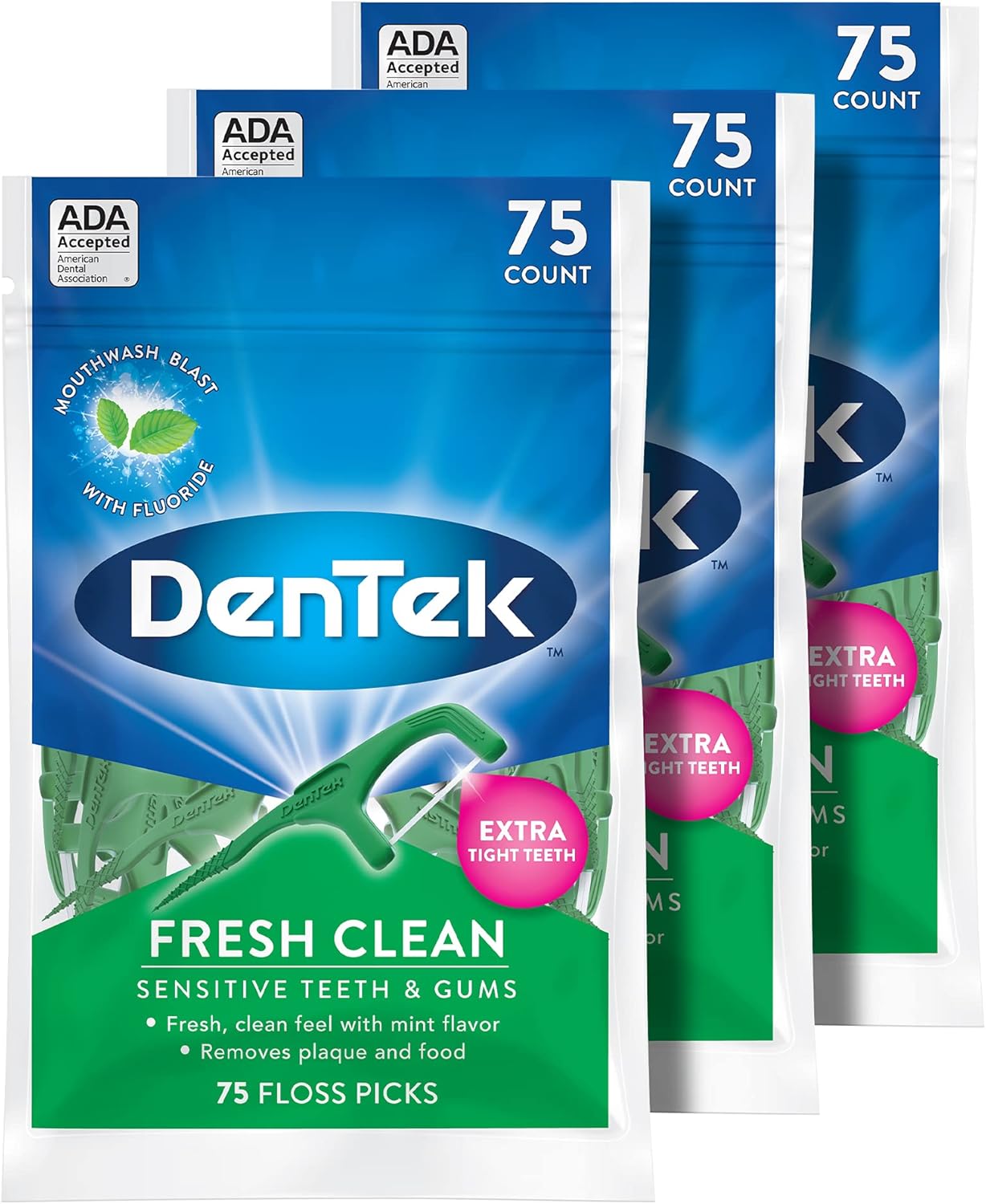 DENTEK FLOSS PICKS FRESH CLEAN 75CT