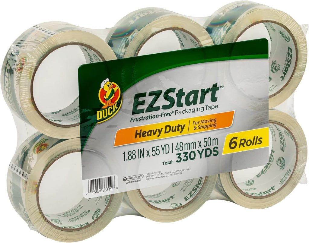 DUCK EZ Start Packing Tape - Clear, 1.88" x 54.6 yds