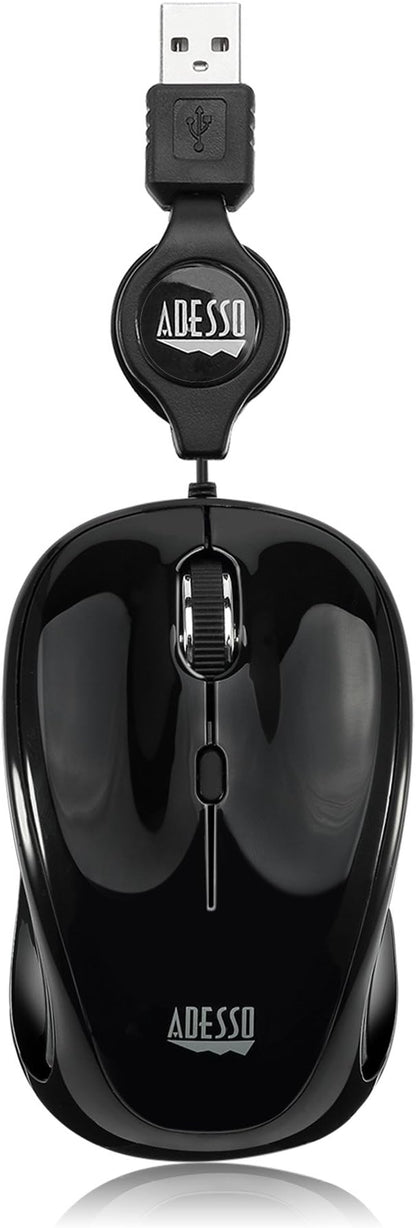 Adesso iMouse S8B USB Illuminated Retractable Mini Mouse - Black