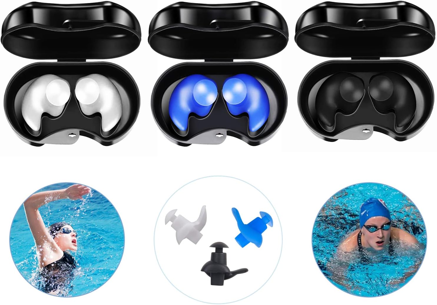 6 pair Kids Silicone Ear Plugs for Swimming.