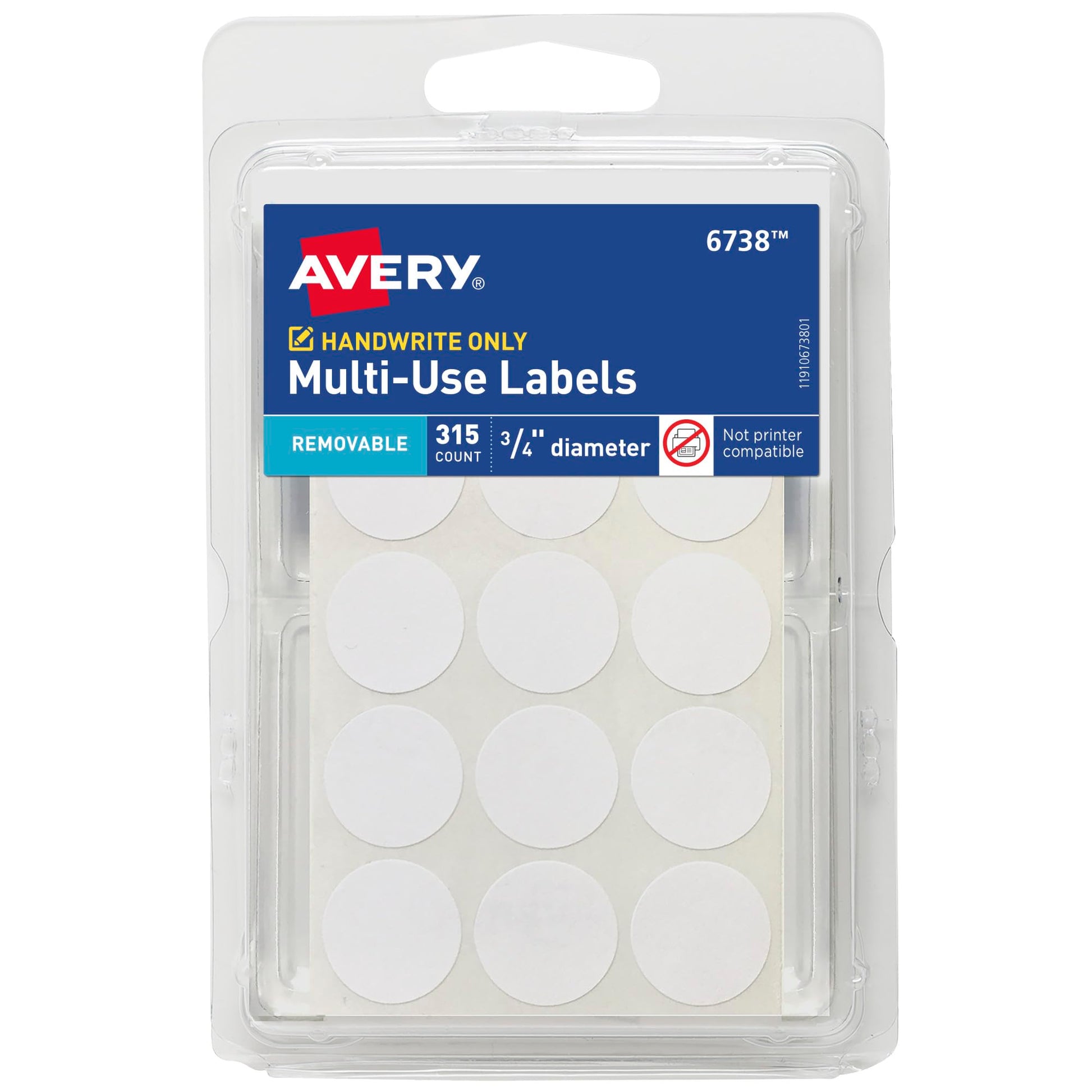 Avery Multi-Use 0.75" Round Removable Labels - White, 315 count