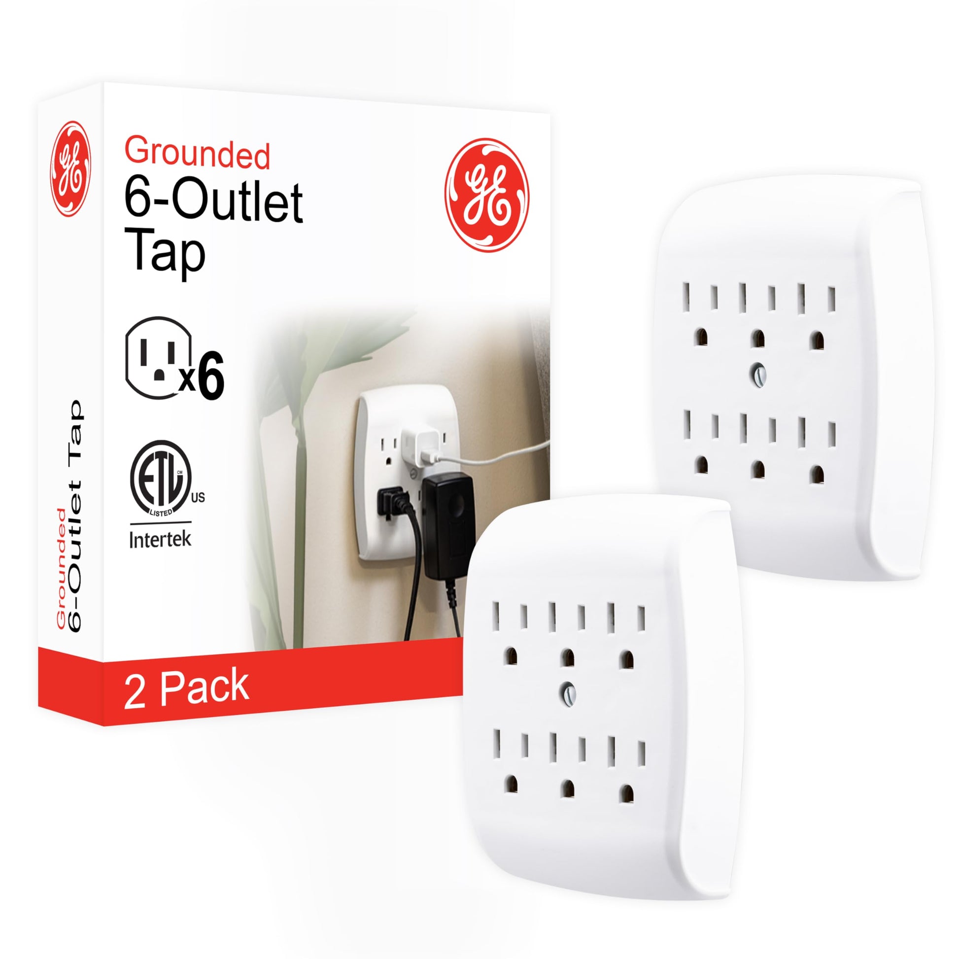 GE 6 OUTLET GROUNDED WALL PLUG