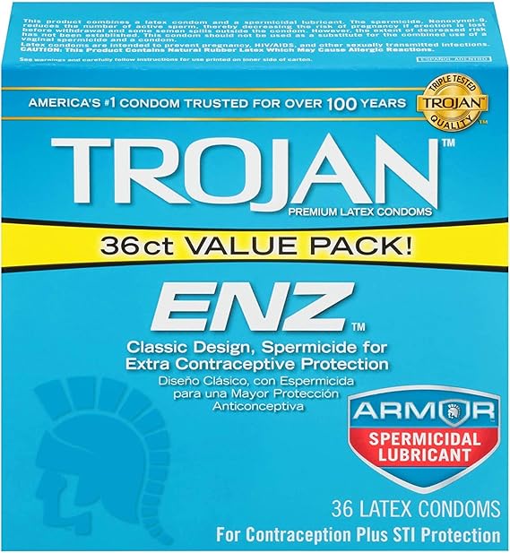 TROJAN ENZ SPERMICIDAL LUBE CONDOM 3CT