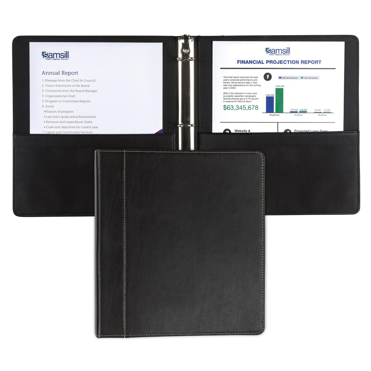 samsill Vintage Leather Binder - Brown, 1"