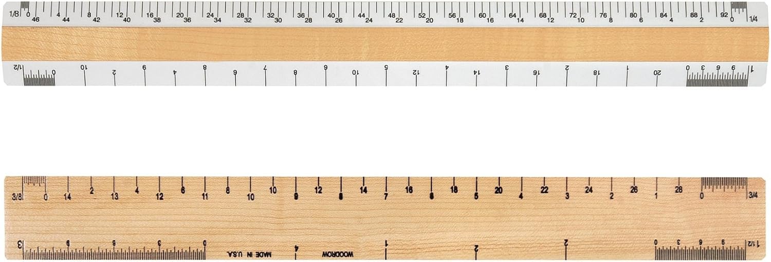 CLi Metal Edged Wood Ruler with Double Bevel, 12 Inches