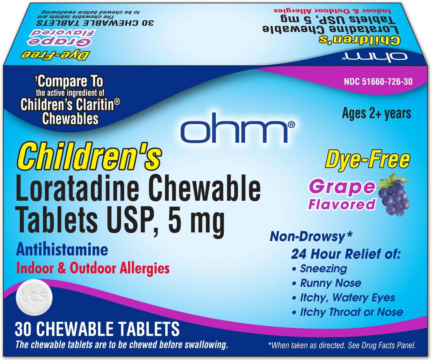 OHM CHILDREN LORATIDINE 5MG CHW 30CT