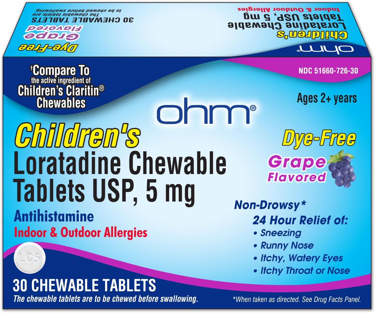 OHM CHILDREN LORATIDINE 5MG CHW 30CT