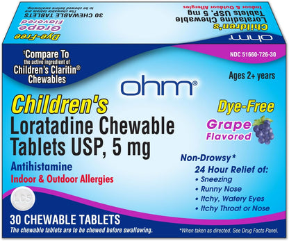 OHM CHILDREN LORATIDINE 5MG CHW 30CT