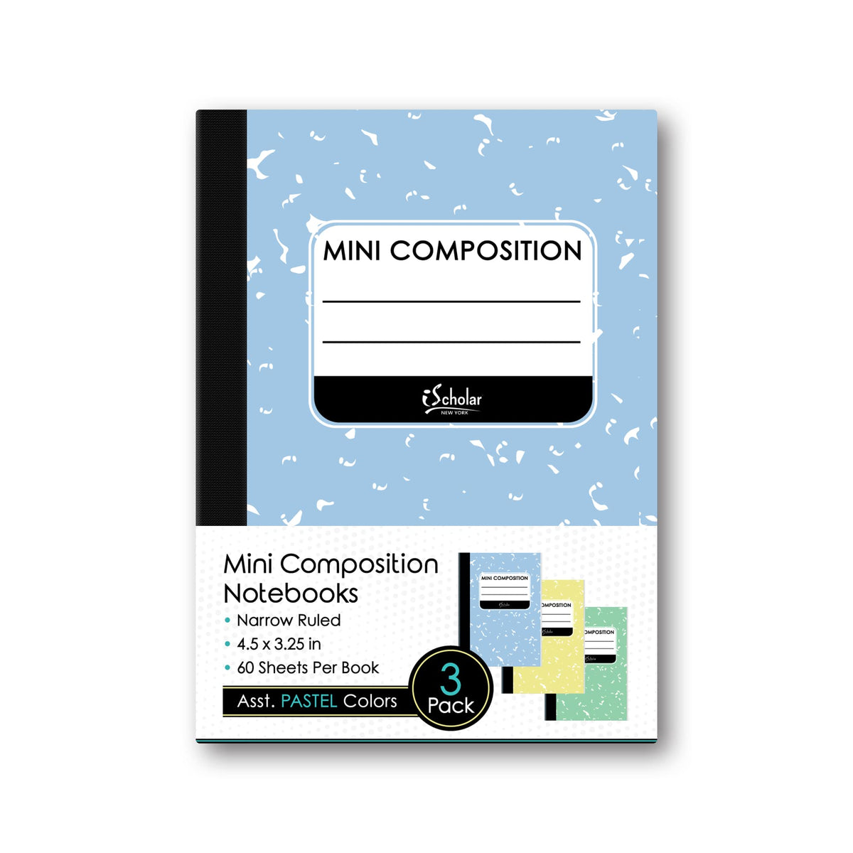 iScholar Mini Fashion Memo Book Narrow Ruled - Assorted Colors, 4.5" x 3.25"