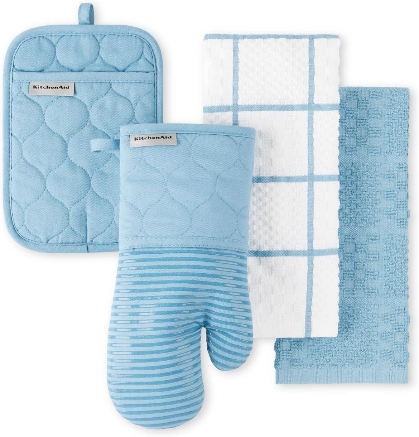 MUkitchen 100% Cotton Terry-Lined 9"x9" Potholder - Chiffon