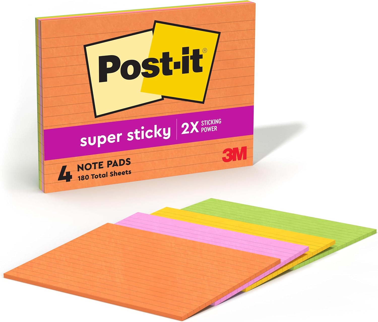 Post-it Super Sticky Notes Single Lined Pad - Energy Boost Collection, 4" x 4"