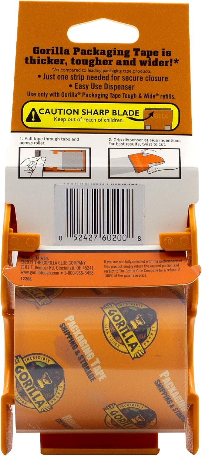 Gorilla Glue Packing Tape Tough & Wide with Dispenser