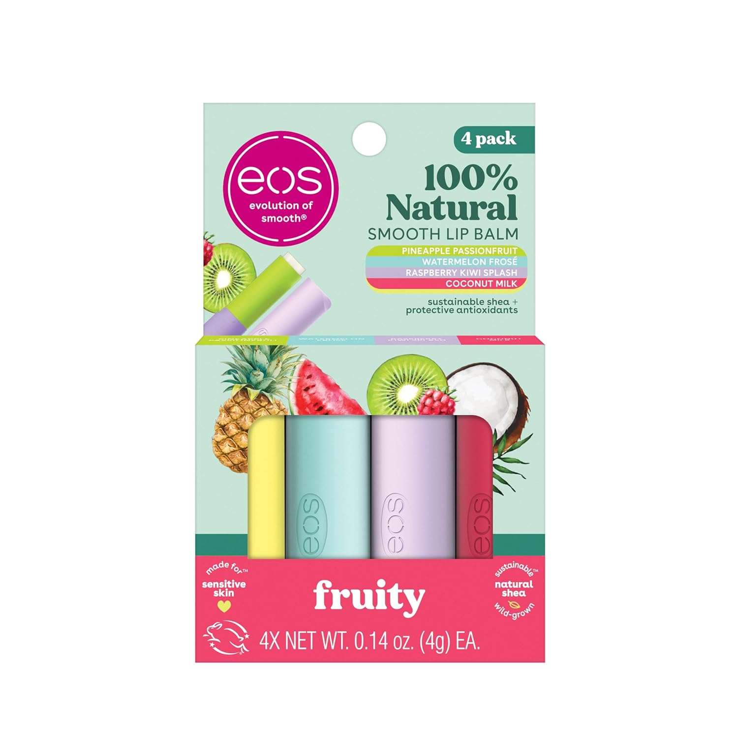 EOS LIP BALM 4PK PEACHY KEEN