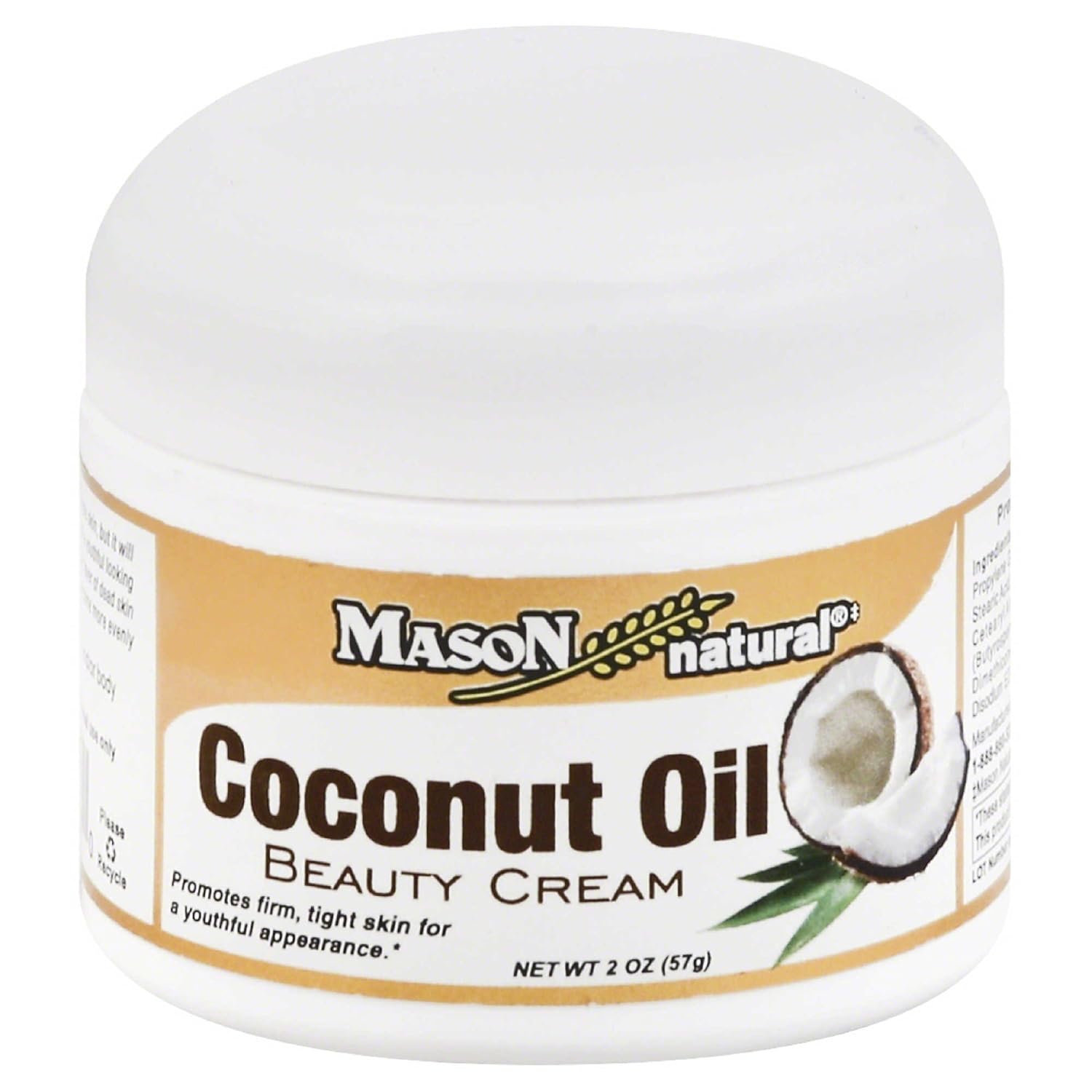 COCONUT OIL BEAUTY CREAM 2OZ MASON