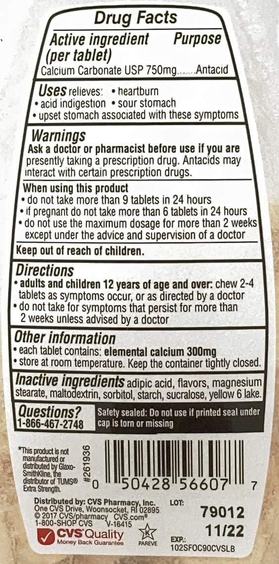 CALCIUM ANTACID CW 750MG 96 A/BRY