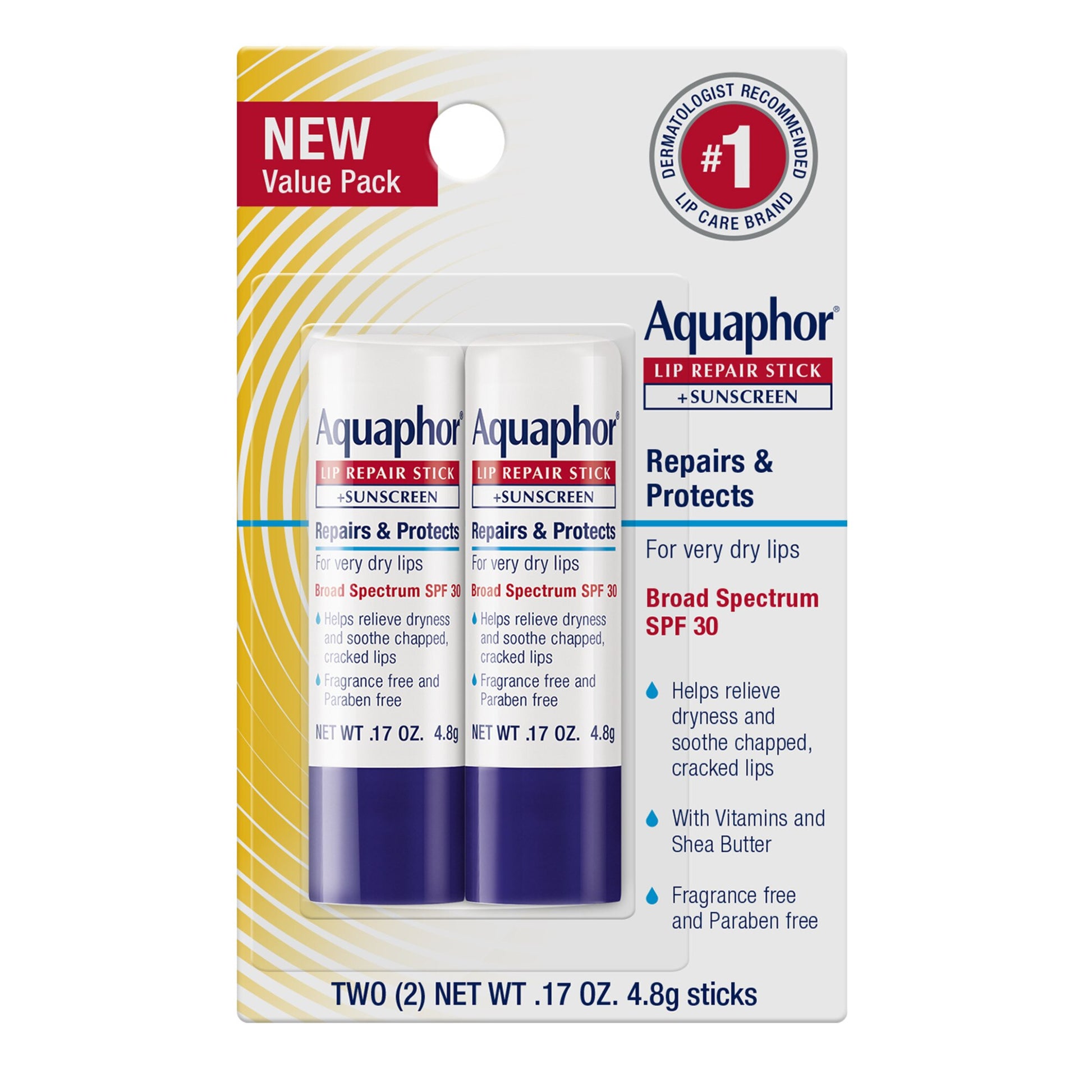 Aquaphor Lip Repair Stick Moisturizing Lip Balm Plus Protect - SPF 30