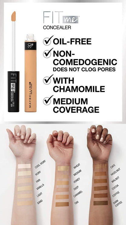 MAYBELLINE New York Fit Me Concealer Face Makeup, 005 Ivory, 0.23 oz