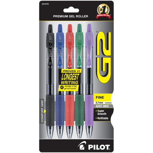 Pilot G2 Premium Refillable & Retractable Gel Pens, Bold Point (1.0mm), Blue, 2 Count