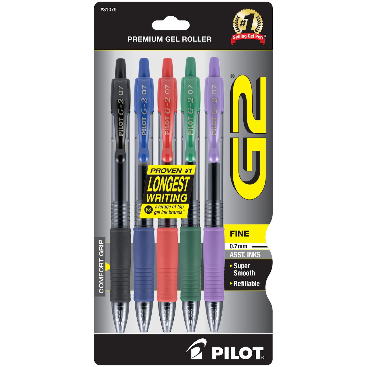 Pilot G2 Premium Refillable & Retractable Gel Pens, Extra Fine Point (0.5mm), Black, 2 Count