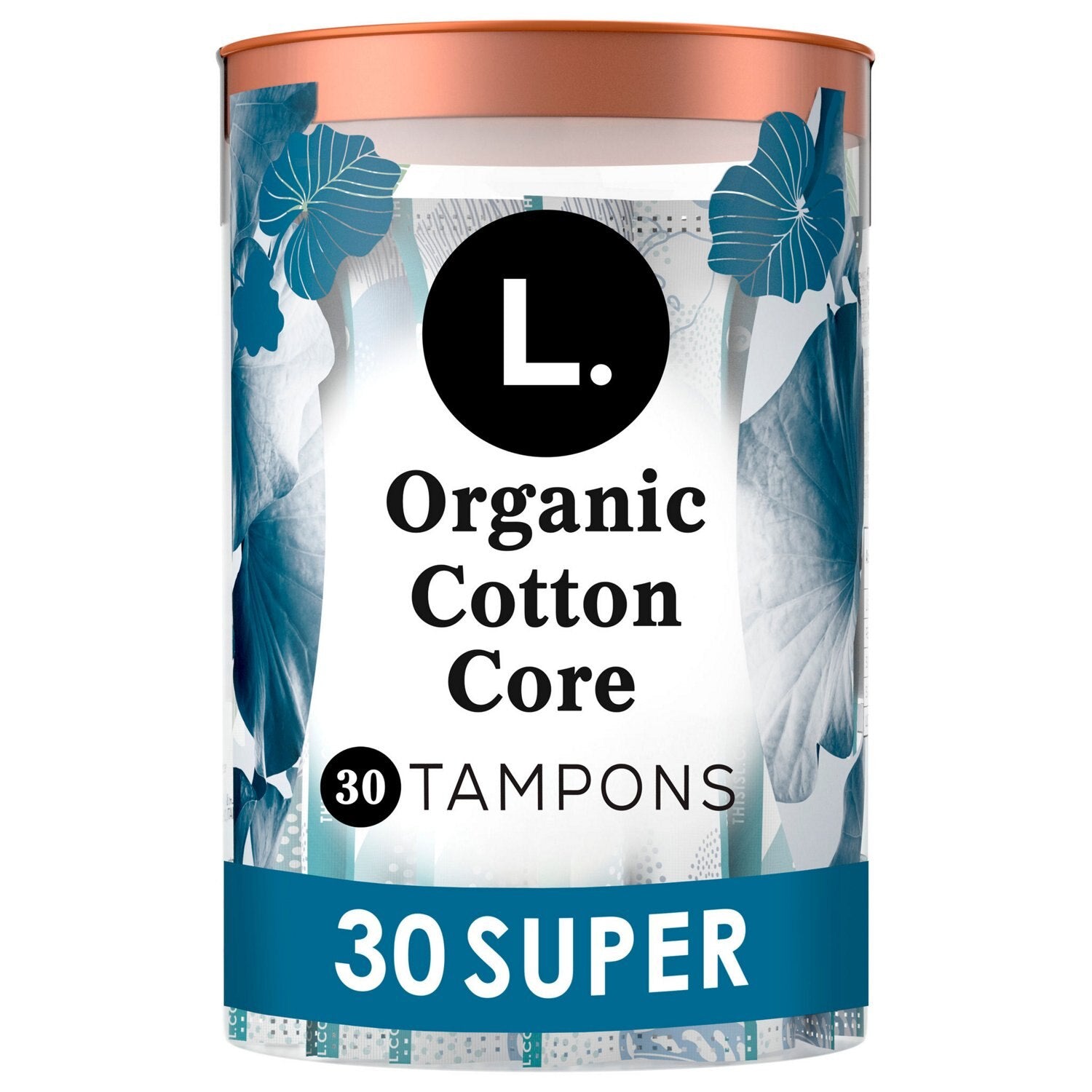 L. Tampons Organic Cotton Core 30 Count (20 Reg + 10 Light)
