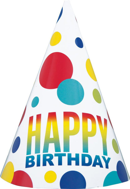 Unique Rainbow Birthday Party Hats, 8 count