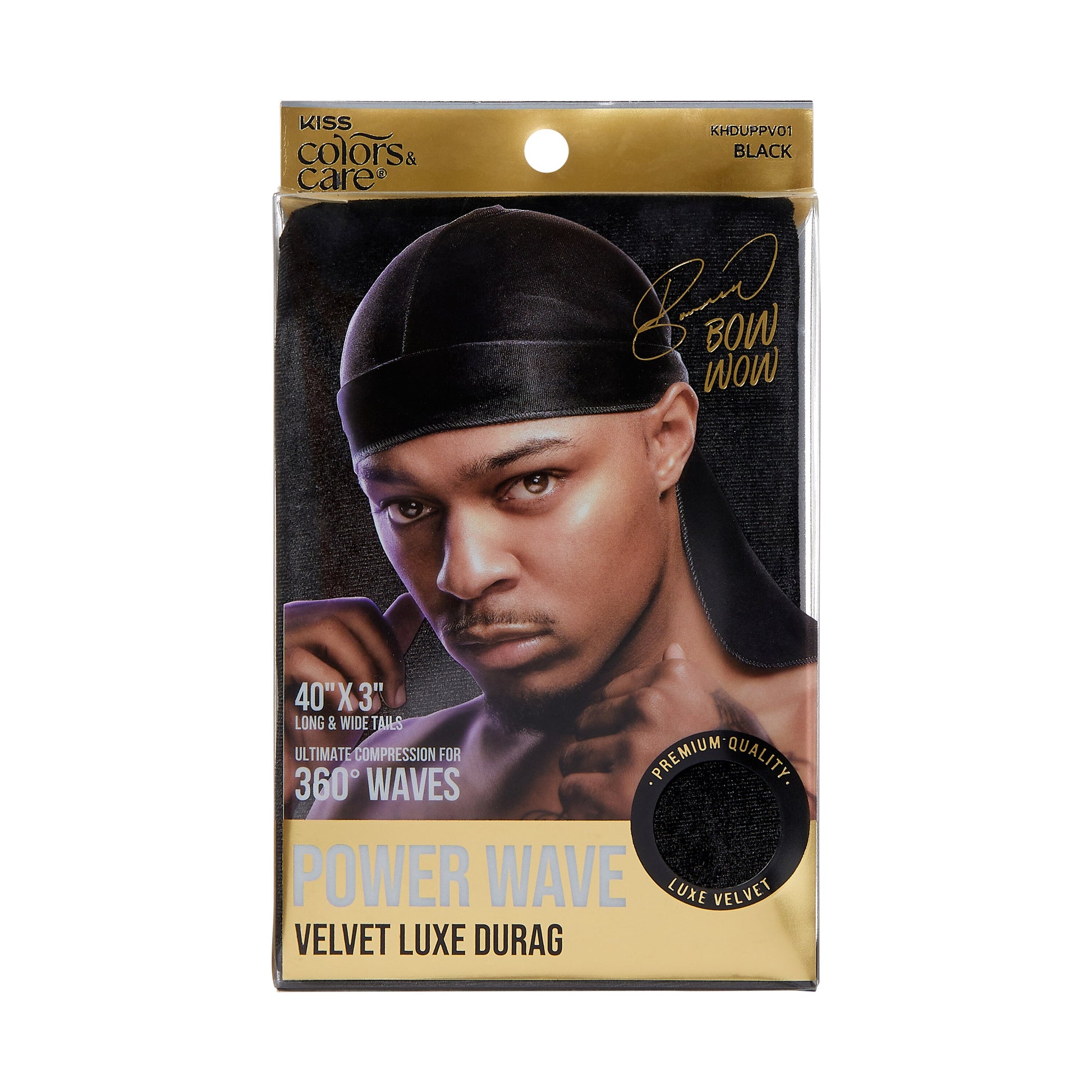 KISS Colors & Care Power Wave Luxe Durag, One size - Black Velvet
