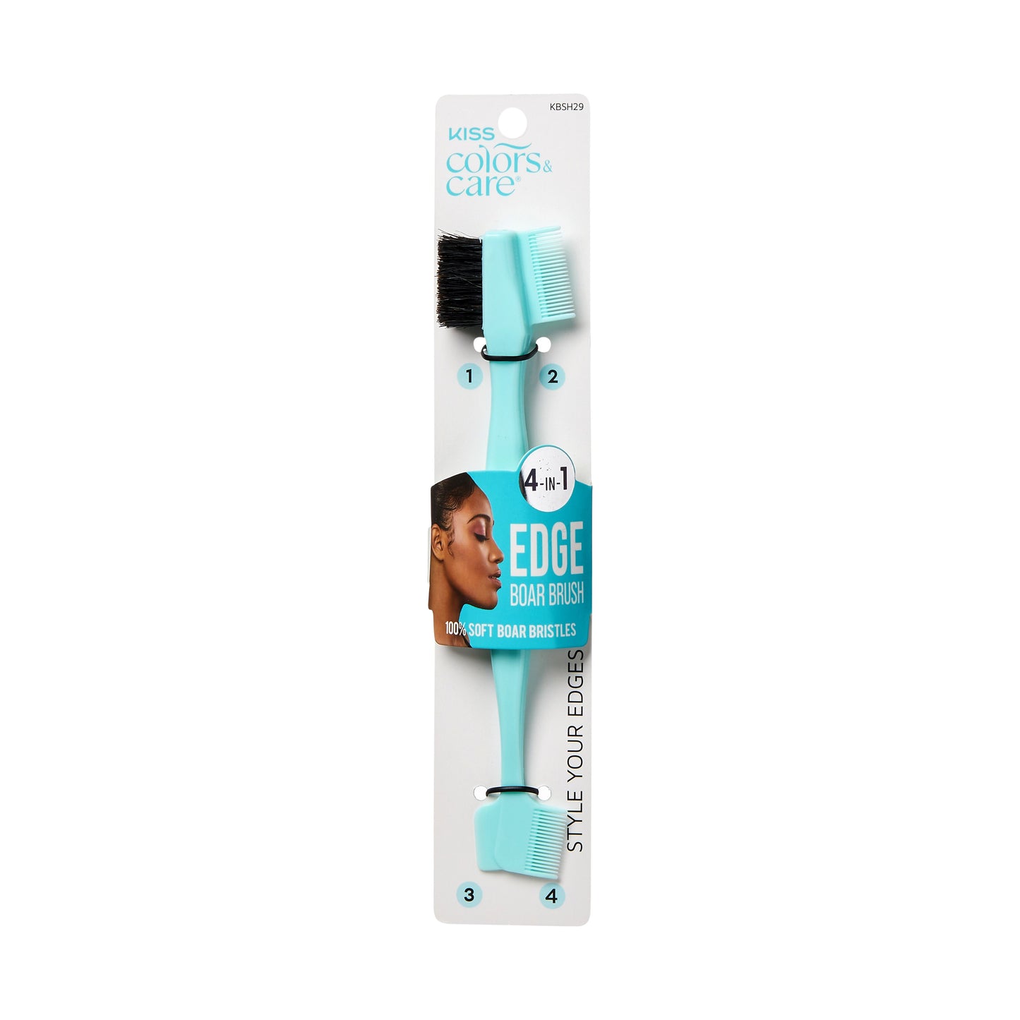 KISS Colors & Care Boar Bristle 4-in-1 Edge Brush