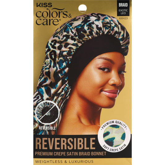 KISS Colors & Care Reversible Braid Bonnet - Exotic Leo
