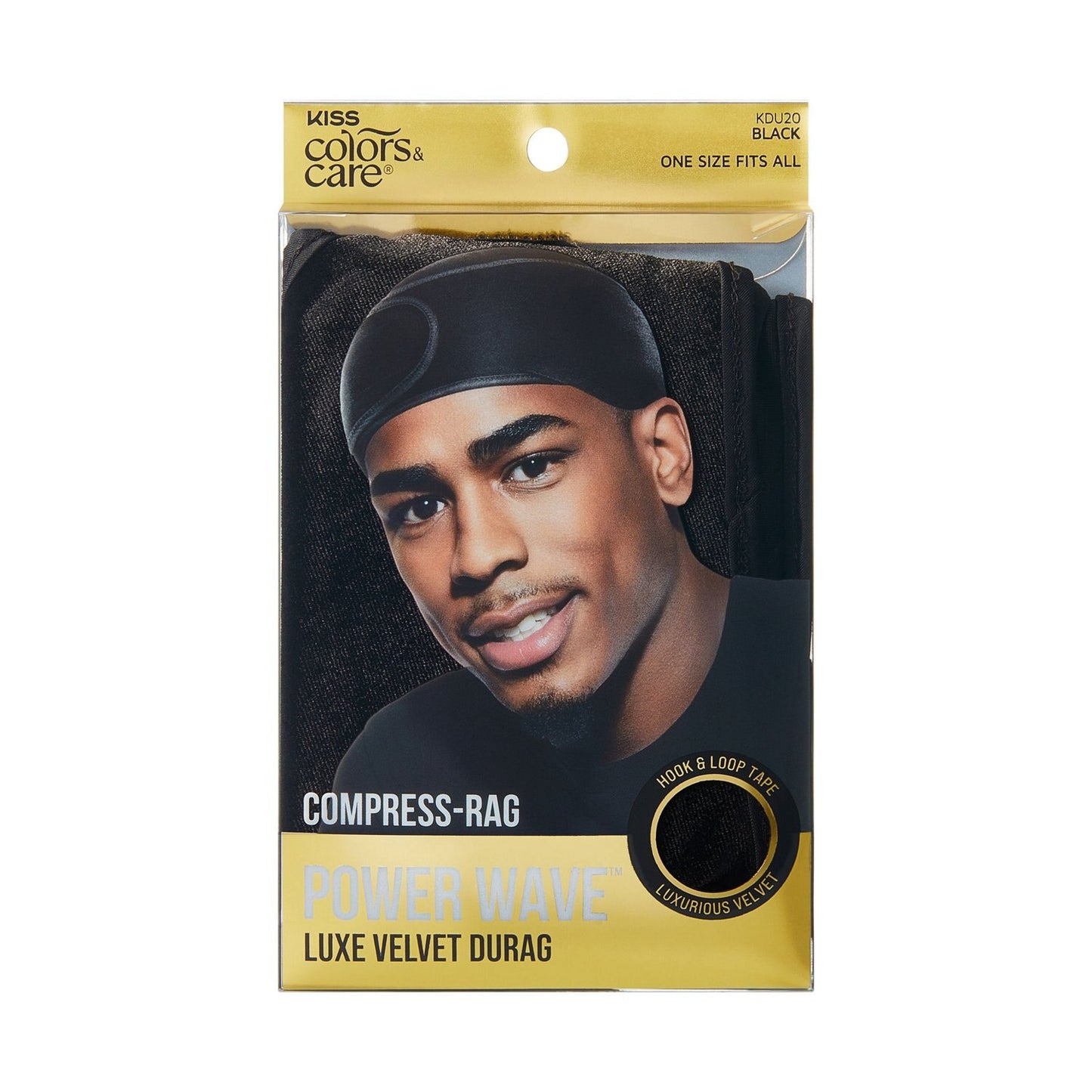 KISS Colors & Care Power Wave Luxe Durag, One size - Black Velvet