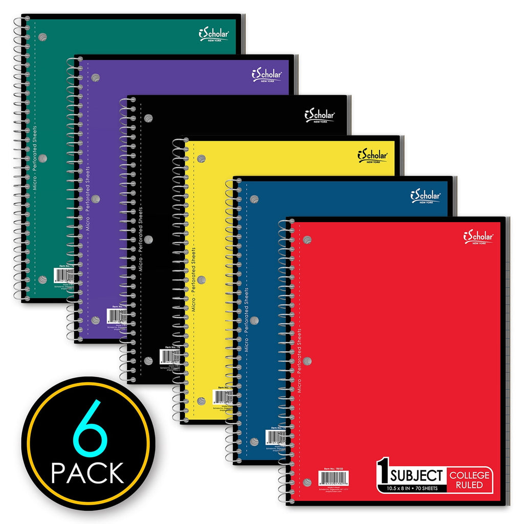 iScholar 5 Subject College Ruled Notebook - Assorted Colors