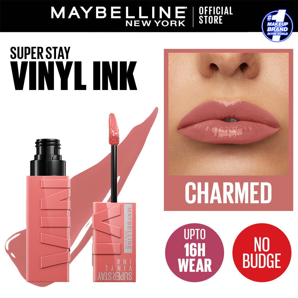 MAYBELLINE New York Super Stay Vinyl Ink Longwear Liquid Lipcolor, 100 Charmed, 0.14 oz
