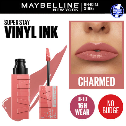 MAYBELLINE New York Super Stay Vinyl Ink Longwear Liquid Lipcolor, 100 Charmed, 0.14 oz