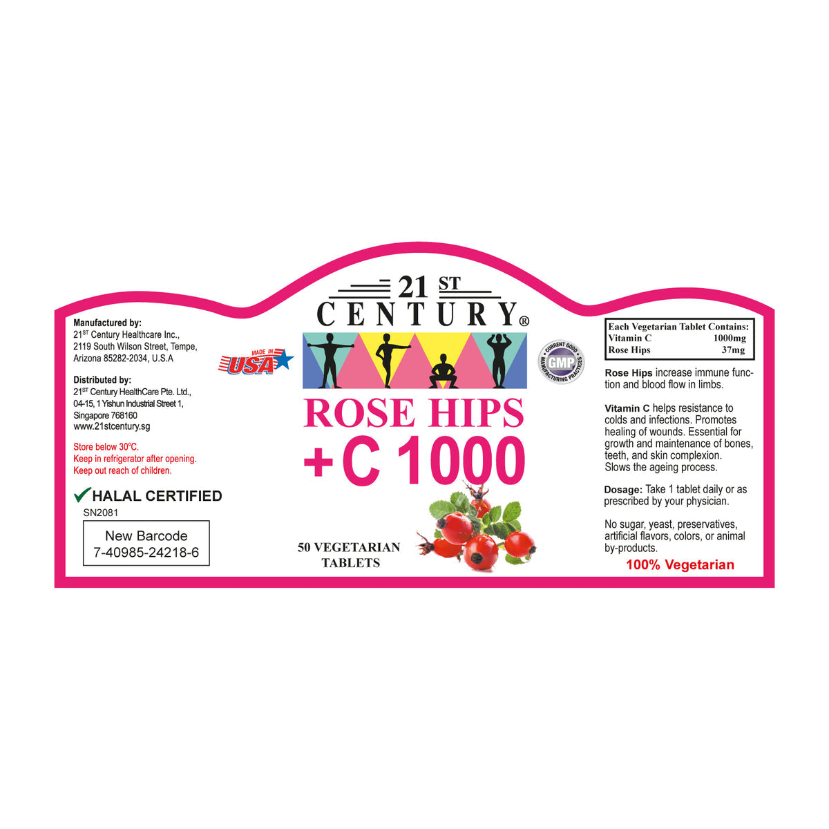 VITAMIN C 1000MG ROSE HIP TAB 110CT 21ST