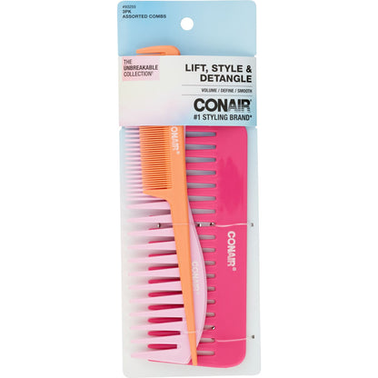 CONAIR Lift & Detangle Assorted Combs, 12 count