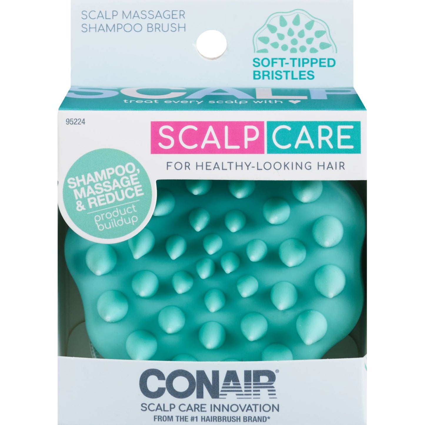 CONAIR Scalp Care Massager Shampoo Brush With Triple Action Bristles - Blue
